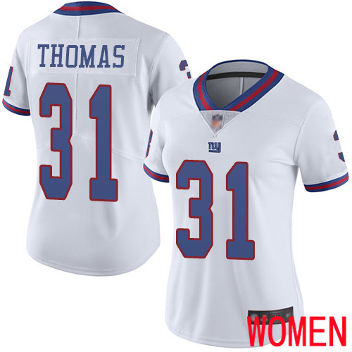 Women New York Giants #31 Michael Thomas Limited White Rush Vapor Untouchable Football NFL Jersey->women nfl jersey->Women Jersey